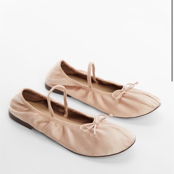 Mango Pink Tan Satin Ballet Flats - Picture 6 of 7